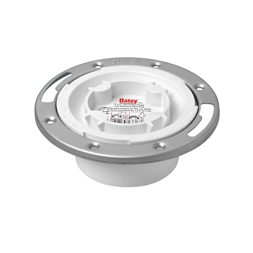 Oatey 43613 3 in. or 4 in. Fast Set White PVC Easy Tap Closet Flange with Stainless Steel Ring