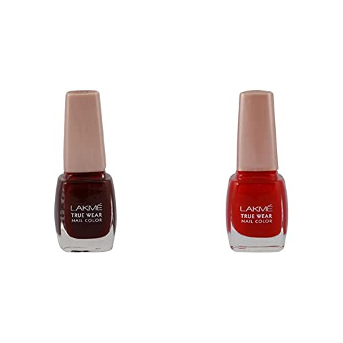 Image of Lakme True Wear Nail Color, Reds & Maroons 403, 9 ml and Lakme True Wear Nail Color, Reds & Maroons 404, 9 ml