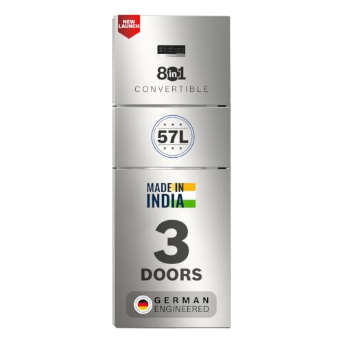 Image of Bosch 302L, 3 Star, MaxFlex Convert Frost Free Triple Door Refrigerator | 8-in-1 Convertible Storage Modes | 57L Extra Convertible Zone | Cool Extend up to 18 hours (CMC33S23VI, 2026 Model,Fine Steel)