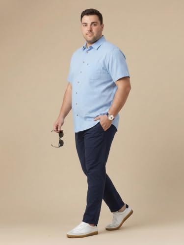 Image of Thomas Scott Men's Premium Slim Fit Casual Shirt | 100% Cotton Twill | Short Sleeves | Spread Collar | Solid Smart Casual Shirt for Men