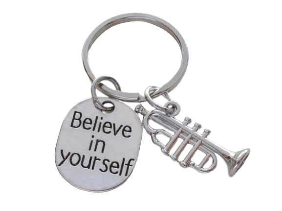 Amazon.com: Trumpet Charm Keychain with Believe in Yourself Charm ...