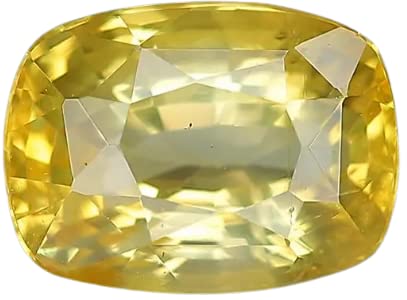 TRINETRA GEMS 7.95 Ratti Unheated Pukhraj Stone Ceylon Earthmine श्रीलंकन येलो सफायर Transparent 7.45 Carat Yellow Sapphire Loose Gemstone Certified By Lab For Men & Women