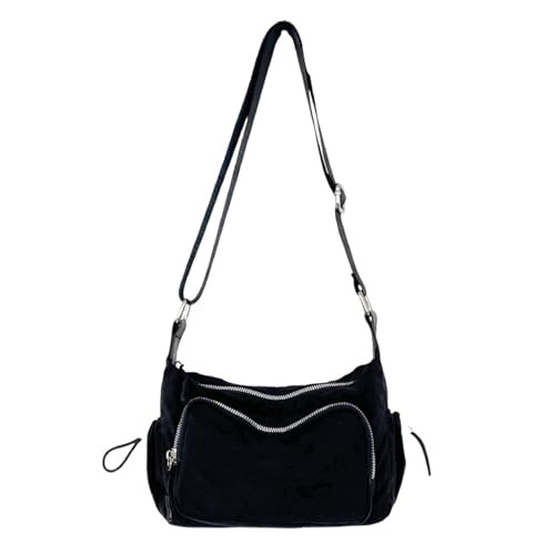 Greabuy Bolsos de hombro para mujer, bolsa cruzada de viaje de nailon con bolsillos de fácil acceso, bolsas de hombro para mujer, bolsa de compras para mujer, Black