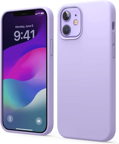 Image of DIZORO Silicone Back Case for iPhone 12 /12 Pro, Soft-Touch Phone Microfiber Silicone Back Cover for iPhone 12 /12 Pro -Purple