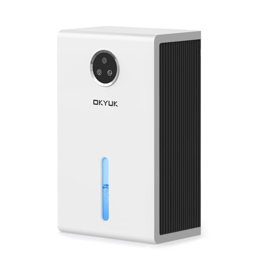 OKYUK Dehumidifier, 95 oz dehumidifiers for home,1000 sq. ft Dehumidifiers for Bedroom with 7 Colors LED Light, Ultra Quiet & Auto Shut off dehumidifiers for basements Ideal for RV, Bathroom, Bedroom by OKYUK - Used condition - US$39.71