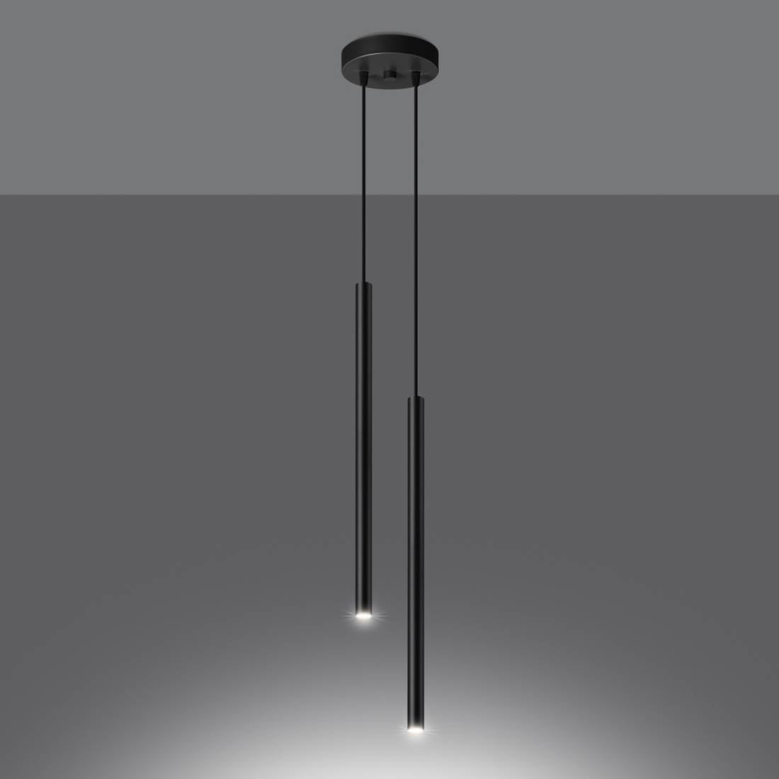 SOLLUX lighting Hängelampe Pendelleuchte Hängeleuchte Deckenlampe Stahl 2 Flammig Schwarz PASTELO