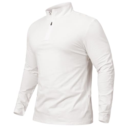 CARWORNIC Men's 1/4 Zip Pullover Long Sleeve Shirt Casual Slim Fit Stretch Cotton Mock Neck Work Golf Shirts