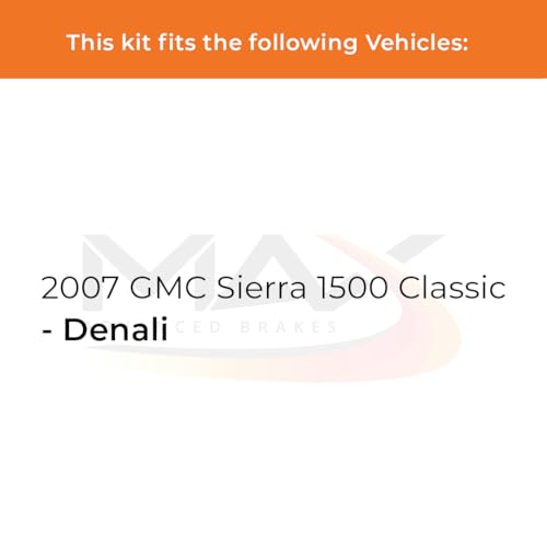 Image of Max Advanced Brakes Rear Brake Kit Compatible With 2007 GMC Sierra 1500 Classic Denali Replacement Geomet Coated OE Disc Brake Rotors and Ceramic Brake Pads