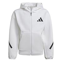 adidas Kids' Z.N.E. Full Zip Hoodie, White/Black