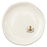 InnoBeta Octopus Gifts for Girl, Women, Ceramic Jewelry Tray, Decorative Trinket Dish for Rings Earrings Necklaces for Women, 4.75", White Surface Gold