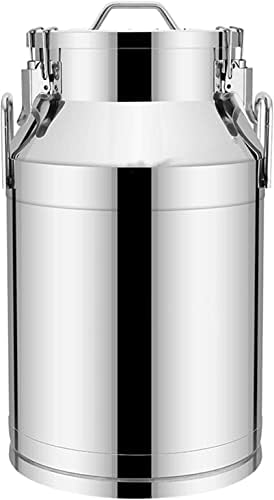 Heavy Duty Farm Milk Can Bucket with Sealed Lid, 304 Stainless Steel Wine Pail Milk Transport Barrels Tote Jug Tea Canister,38L
