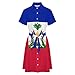 KAOEOSI Haitian Flag Women's Short Sleeve Collared Shirt Dress Summer Button Down A Line Dresses 2XL