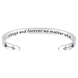 Fesciory Inspirational Bracelets for Women,Stainless Steel Engraved Personalized Positive Mantra Quote Keep Going Cuff Bangle College Graduation Encouragement Gifts for Her (Always and Forever)