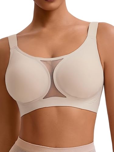 Women's Plus Size Wireless Bra Seamless Full Coverage Comfortable Tshirt Bras with Convertible Straps
