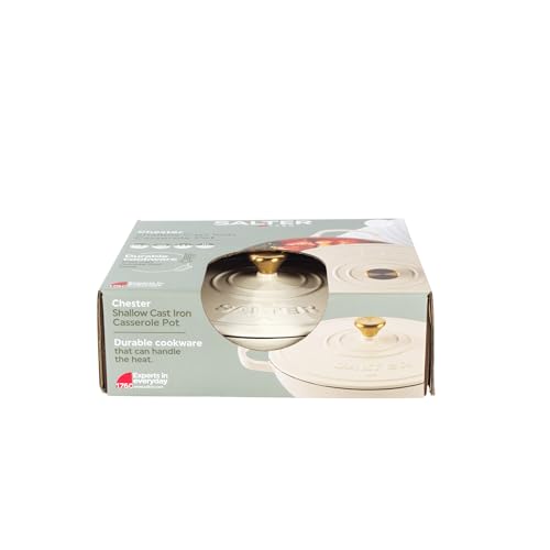 Salter Chester Cocotte en Fonte Émaillée Peu Profonde – Four Hollandais 30cm, Couvercle Auto-Arrosant, Fonte Durable, Compatible avec le Four, Convient à Tous Types de Plaques y Compris Induction – Image 3