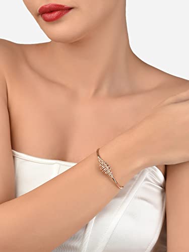 ZAVERI PEARLS Set of 2 Rose Gold Cubic Zirconia Contemporary Brass Kada Bracelets For Women-ZPFK13376