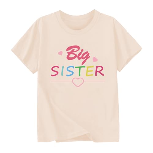 Image of Biggest /Bigger /Big Sister Shirt for Toddler Girls Cotton Short Sleeve Tshirts Announcement Outfits 2-10 Years