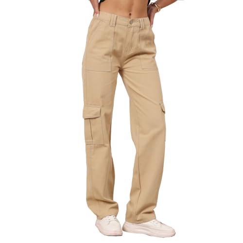 THWEI Cargo Pants for Women High Waisted Casual Pants Y2K Streetwear with 6 Pockets3