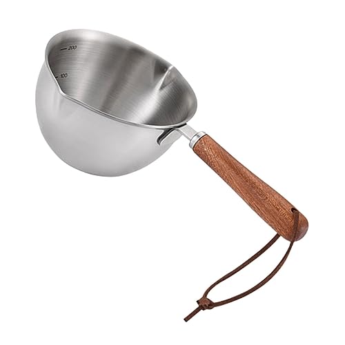 Mikinona Milk Warmer Butter Melting Pot Stainless Steel Oil Pot with Dual Pour Spout Small Saucepan for Butter Cheese Easy to Clean Compact Kitchen Essential