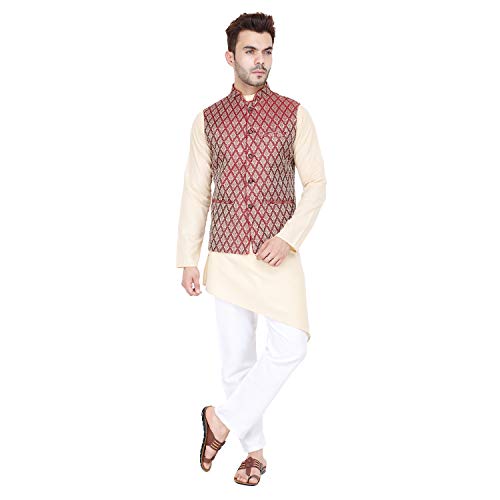 Image of Badoliya & Sons Men's Brocade Zari Nehru Jacket /Waist Coat