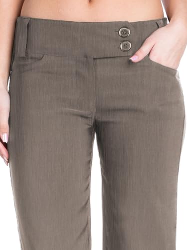 Design by Olivia Women's Relaxed Bootcut Dress Pants Business Casual Work Pants Trousers Slacks Heather Khaki S