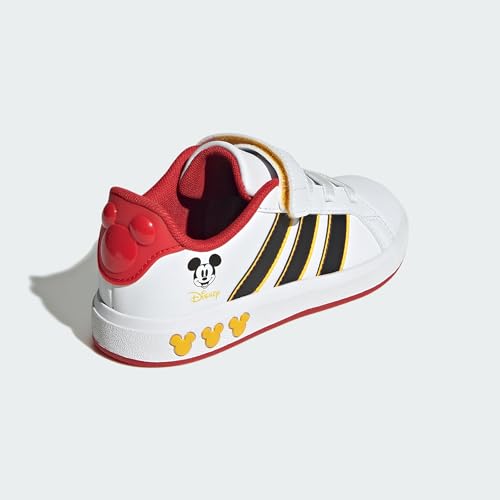 adidas Mixte Enfant Disney Mickey Mouse Grand Court Shoes Kids, Cloud White/Core Black/Bold Gold, 35 1/2 EU