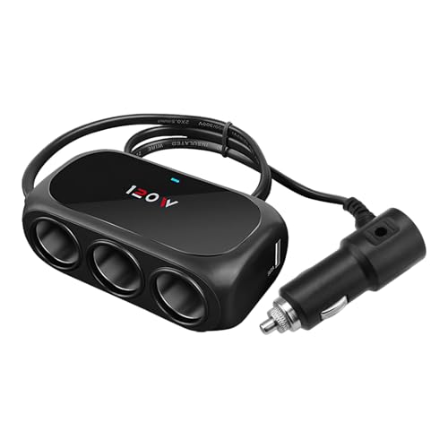 Car Cigarette Lighter Splitter 3 Sockets 120W Fast Cigarette Lighter Dual USB Cigarette Car Charger Adapter 12V/24V Power Outlet Splitter for Vehicle Devices Camera Dash Cam GPS Phones Tablet