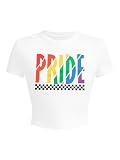 Lesbian Pride Shirt Women Girl Kisser Crop Top Lesbian Romance LGBT Shirts LGBTQ Equality Shirts Rainbow Graphic Tee