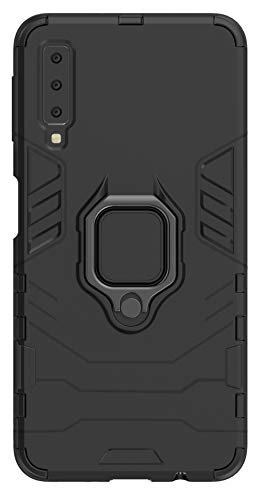 Tianqin Coque Samsung Galaxy A7,TPU+PC 2 en 1 Hybride Armour Back Housse Etui Rigide Anti- Choc Protection Cover Bumper avec Kickstand pour pour Samsung Galaxy A7 - Noir Cover