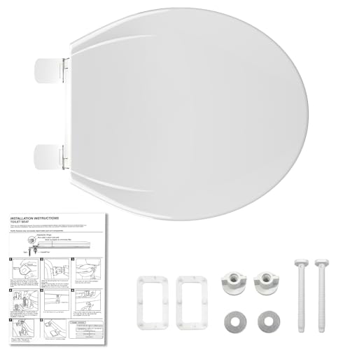 Round Toilet Seat with Built-in Toddler Seat for Easy Potty Training – Slow Close Feature,Easy Install and Clean, Perfect for Both Adults and Children,White and Pink
