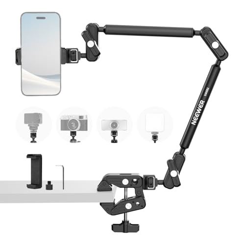 Image of NEEWER Basics Magic Arm Table Stand, 55 cm Microphone Arm Overhead Mobile Phone Holder Desk with 1 /4 inch 3 /8 inch Threads for ARRI, for DSLR Action Cam Webcam Mic LED Light for Video Reinforcement, UA061