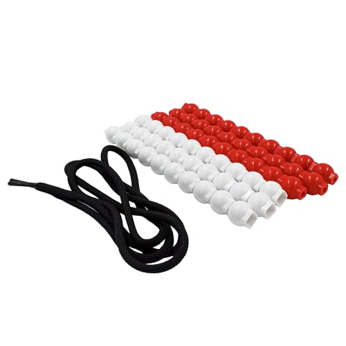 Image of Junior Learning: 60 Bead Cubes & Laces - Includes 30 White & 30 Red Beads & Black Lace String, Hands-On Math Learning & Development, Kids Ages 4+