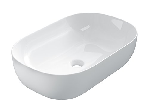 STARBATH PLUS Vasque À Poser Salle De Bain Céramique Forme Ovale Lavabo 61 x 40 x 15 cm SFINOVAL