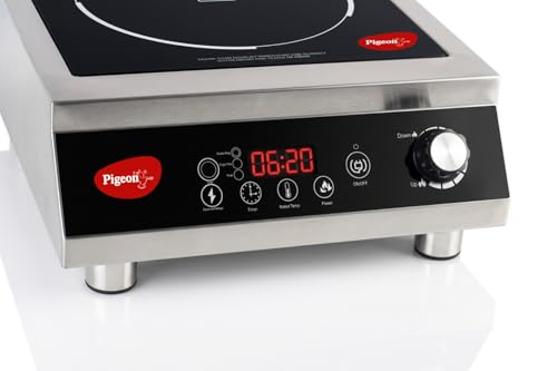 Image of Pigeon Egnite Heavy Duty Commercial Infrared Cooktop 3500W || For Commercial, Stainless Steel Body, Dual Ring Heating, Rotary Knob Control, and Timer