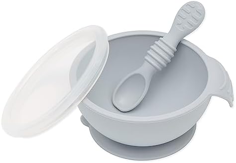 Bumkins Silicone First Feeding Set, Gray