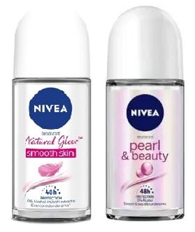 Combo Pack - Nivea 48H Whitening Smooth Skin Deodorant (Even Toned & Smoother Underarms) + Nivea 24H Pearl & Beauty Deodorant (Smooth & Beautiful Underarms) #TOP5