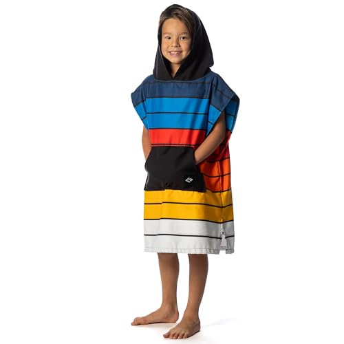 Image of Flow Changing Poncho for Kids - Microfiber Hooded Swim Towel Poncho for Boys & Girls, Perfect for Beach, Pool, or Swim - Quick Dry, Absorbent, Light Weight, and Easy to Pack (Brightside, Small)