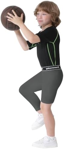 Dreammonkey Toddler Boys One Leg 3/4 Athletic Sports Compression Pants Grey - 4