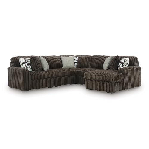 Image of Signature Design by Ashley 5-Piece Sectional Couch with Chaise, Chocolate