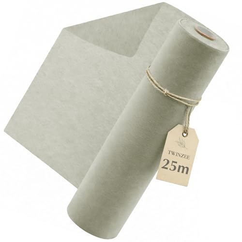 Twinzee Chemin De Table Gris Non Tissé 30cm x25m, Decoration de Table pour Anniversaire, Mariage, Communion et Autre Occasions Spéciales