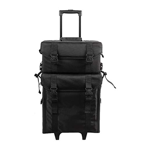 DPPAN 2-in-1 Extra Groß Nylon Trolley Kosmetikkoffer, Professionell Make-up Koffer 4 Rollen, Schminkkoffer zu Künstler…