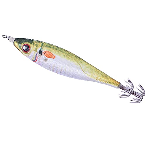 DTD Señuelo Tonanara para Cefalópodos - Pernero luminoso de noche y apto para la pesca de pulpo, sepia, Calamares Ballistic Real Fish 3.0 sugarello Green Cover