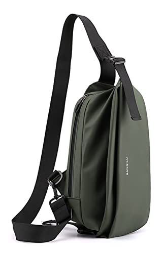 Lachero Lightweight Sling Bag For Men, Casual Daypack Multipurpose Nylon Chest Bag For Outdoor Travel Hiking Cycling (Green) #TOP2