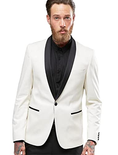 Blazer Homme Un Bouton Revers Châle Noir pour Mariage