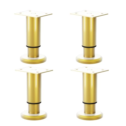 Paquete de 4 patas ajustables doradas para muebles, elegantes patas telescópicas para camas y muebles, altura extensible para el hogar y la oficina, elegantes elevadores de muebles