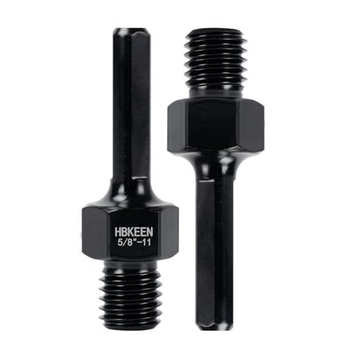 HBKEEN Core Drill Bit Adapter 5/8″-11 Male Thread to 3/8″ Triangle Shank, Heavy-Duty Converter for Diamond Core Bits, Fits Rotary Hammer Drills, Concrete & Masonry Drilling (2 Pack)