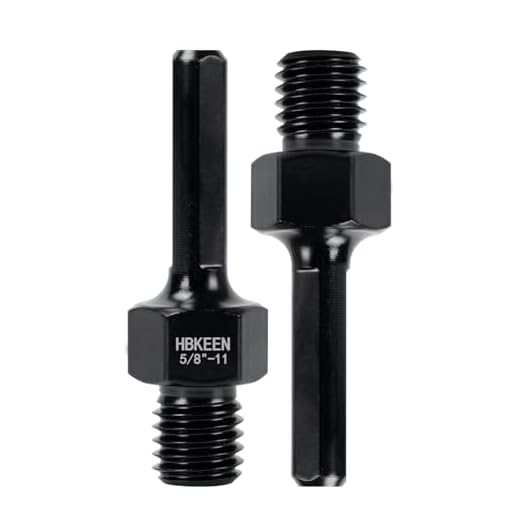 HBKEEN Core Drill Bit Adapter 5/8"-11 Male Thread to 3/8" Triangle Shank, Heavy-Duty Converter for Diamond Core Bits, Fits Rotary Hammer Drills, Concrete & Masonry Drilling (2 Pack)