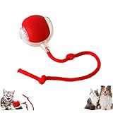 Chewie Rolling Ball,Interactive Cat Toys Rolling Ball,Hundespielzeug Ball mit Schnur,Interaktives Hunde Ball Spielzeug mit USB Aufladbar,Automatisch Rollender Ball f&uuml;r Kleine,Mittlere Hunde (Rot)