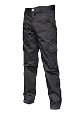 FNT Workwear Pantalon de travail cargo multi-poches pour homme avec fermeture éclair et bouton, Noir , 32W / 31L