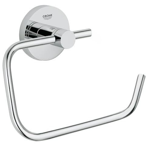 GROHE Essentials WC Toilettenpapierhalter (einfache Montage ohne Bohren klebbar ohne Abdeckung pflegeleicht) chrom 40689001